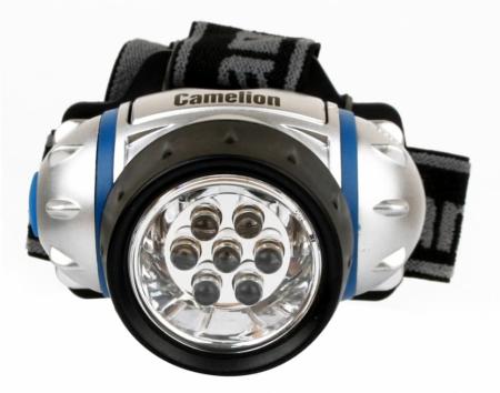 Фонарь Camelion налобный, металлик, 7LED, 3 режима, 3XR03 в комплект, пластик, блистер LED5310-7F3