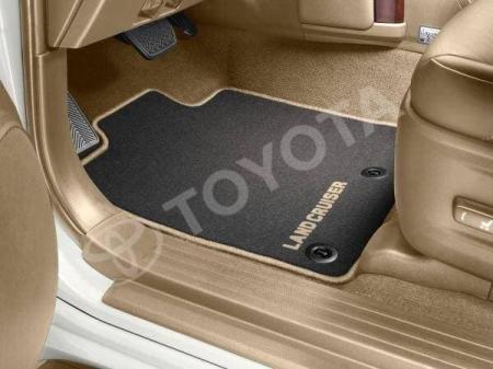 Коврики салона текстильные оригинальные для Toyota Land Cruiser Prado 150 7 мест (2013-2025) черный с бежевым № PZ410J2351FN