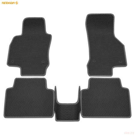 Коврики салона EVA резиновые соты для Skoda Octavia A7 (2013-2020) с серым кантом № 9130010202