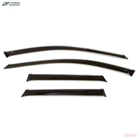 Дефлекторы окон для Volvo XC60 (2017-2025) с хромированным молдингом № V12517CR
