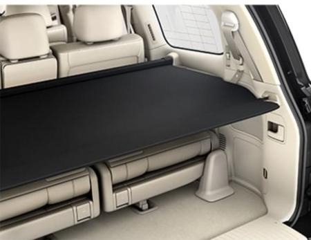 Шторка багажника оригинальная черная с беж. креп. для Toyota Land Cruiser 200 (2015-2019) № 08201-60900-A2