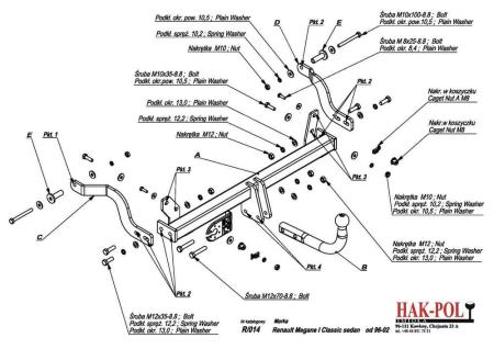 Фаркоп Imiola для Renault Megane Classic седан (1996-2002) № R.014