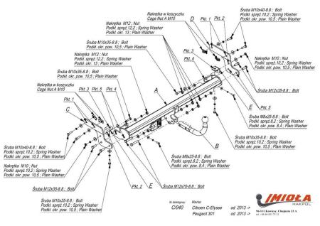 Фаркоп Imiola Citroen C-Elysee № C.040