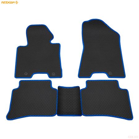 Коврики салона EVA cоты резиновые для Hyundai Tucson (2015-2020) с синим кантом № 9120060203