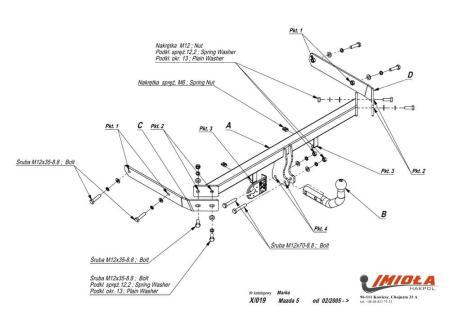 Фаркоп Imiola для Mazda 5 (2005-2010) № X.019