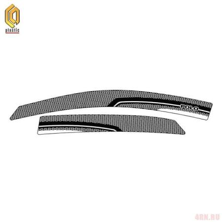Дефлекторы окон серия "Art" белые для Volkswagen Polo седан (2015-2020) № 2010031411681