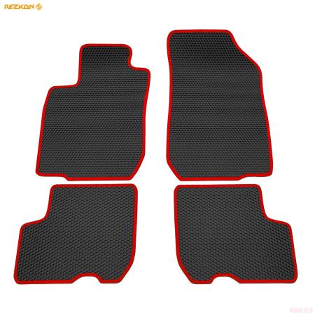 Коврики салона EVA cоты резиновые для Lada (ВАЗ) Largus (2012-2025) 5 мест, с красным кантом № 9139020104