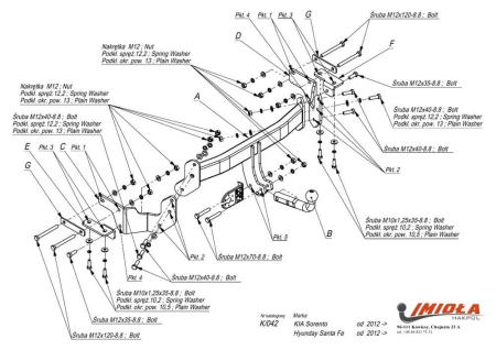Фаркоп Imiola для Hyundai Santa Fe (2012-2018) № K.042