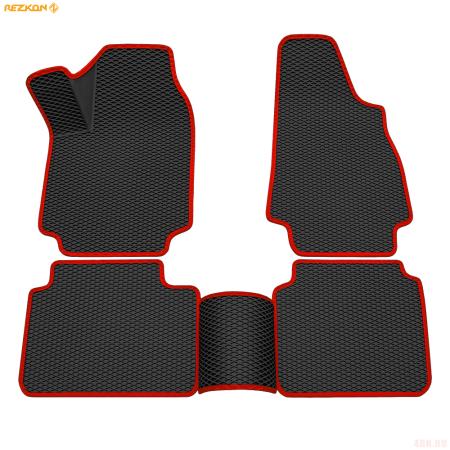 Коврики салона 3D EVA ромб резиновые для Lada (ВАЗ) Niva Legend (2020-2025) с красным кантом № 9239035504