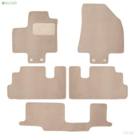 Коврики салона текстильные Premium для Inifiniti QX60 (2021-2025) 8 мест, 5 шт бежевые № KLEVER0407601622112kh