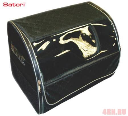 Сумка-органайзер средняя ''Mw'' с окошком темно-серая 47х32х31см