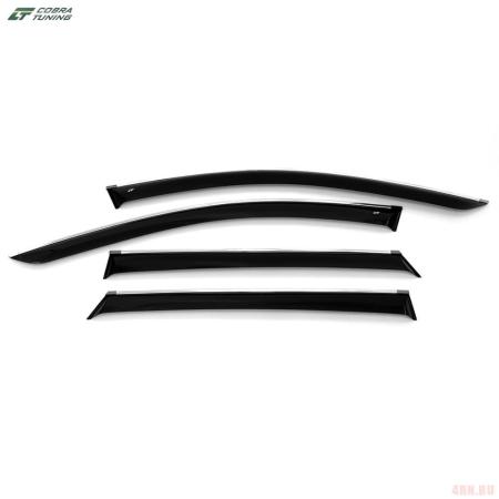 Дефлекторы окон для Hyundai Tucson (2021-2025) с хромированным молдингом № H27621CR