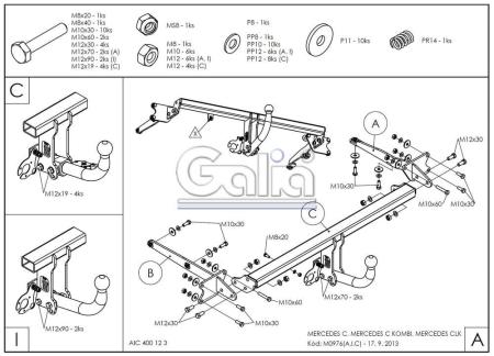 Фаркоп Galia для Mercedes C-Class (W203/S203) седан, универсал (2000-2007) № M097A