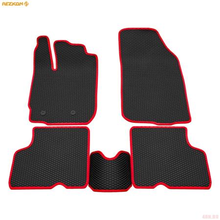 Коврики салона Rezkon EVA резиновые для Renault Duster 4x4 (2015-2020) с красным кантом № 9029005104