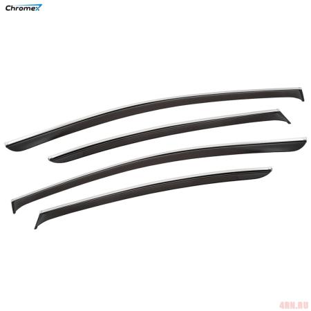 Дефлекторы окон Chromex для Volkswagen Passat В7 седан (2011-2015) с хромированным молдингом № CHROMEX.63031