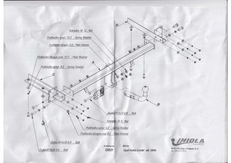 Фаркоп Imiola для Opel Astra H универсал (2004-2010) № O.031