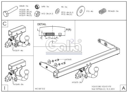 Фаркоп Galia для Volvo S80 (2006-2010) № V079A