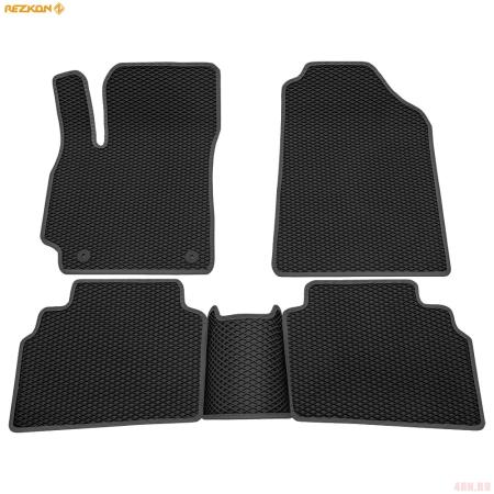 Коврики салона EVA cоты резиновые для Kia Seltos (2020-2025) с серым кантом № 9021050102