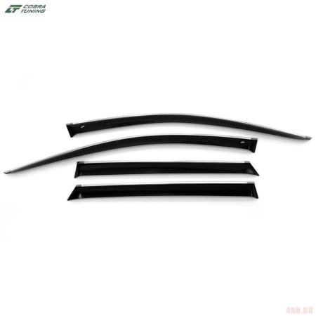 Дефлекторы окон для Geely Coolray (2020-2025) с хромированным молдингом № G11120CR