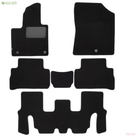 Коврики салона текстильные Premium для Hyundai Santa Fe (2021-2023) 7 мест, 6 шт. № KLEVER0302007722110kh