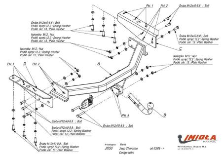 Фаркоп Imiola для Jeep Cherokee KK (2008-2013) № J.050