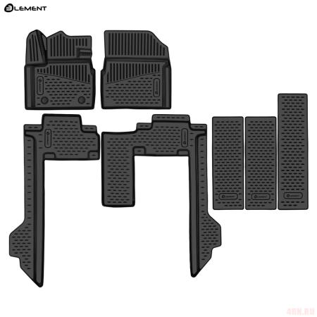 Коврики 3D салона для WEY 80 (2024-2025) (короткая версия) 7 шт. № ELEMENT3DAN0919210k