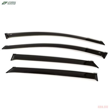 Дефлекторы окон для Lada (ВАЗ) Vesta Cross универсал (2017-2025) с хромированным молдингом № V0056CR