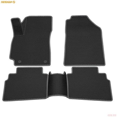 Коврики салона 3D EVA ромб резиновые для Kia Seltos (2020-2025) с серым кантом № 9221050102