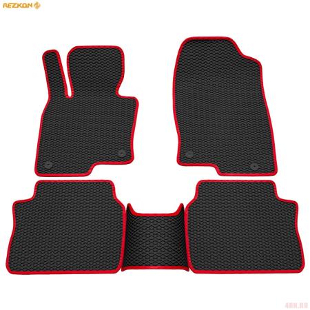 Коврики салона Rezkon EVA резиновые для Mazda CX-5 (2017-2025) с красным кантом № 9023020204