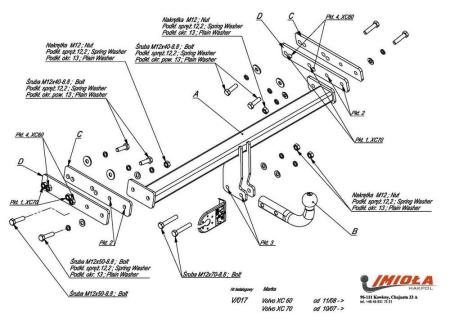 Фаркоп Imiola для Volvo XC70 (2007-2016) № V.017