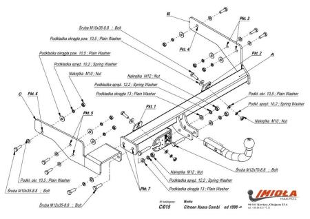 Фаркоп Imiola для Citroen Xsara (1998-2005) № C.015