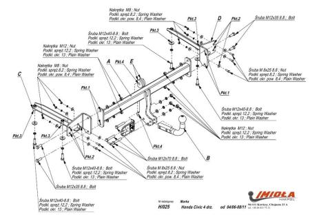 Фаркоп Imiola для Honda Civic седан (2006-2012) № H.025