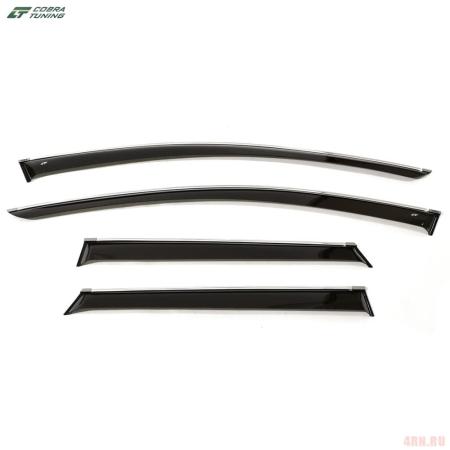 Дефлекторы боковых окон для Kia Ceed универсал (2019-2025) с хромированным молдингом № K15619CR