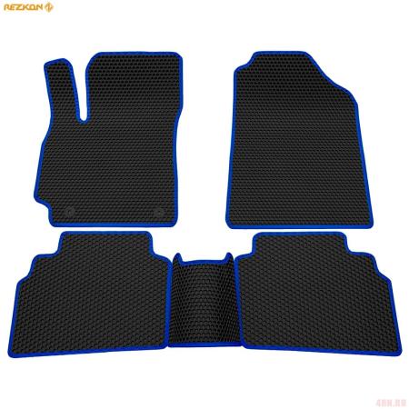 Коврики салона EVA соты резиновые для Kia Seltos (2020-2025) с синим кантом № 9121050103
