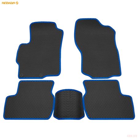 Коврики салона EVA соты резиновые для Mitsubishi Lancer 10 (2007-2015) с синим кантом № 9124010203
