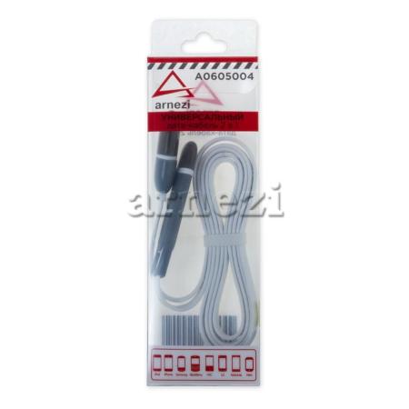 Дата-кабель зарядный 2 в 1 от USB Micro USB/iPhone-5/6 WHITE 1 м ARNEZI A0605004