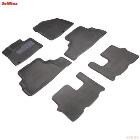 Коврики салона 3D текстильные для Hyundai Santa Fe (2018-2020) 5 мест, серые № 93916