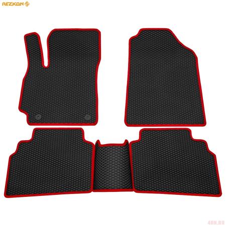 Коврики салона EVA cоты резиновые для Kia Seltos (2020-2025) с красным кантом № 9021050104