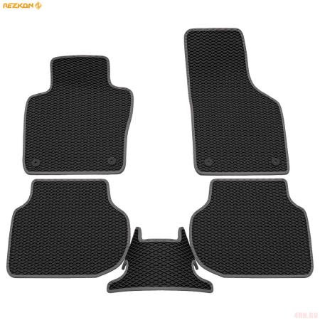 Коврики салона Rezkon EVA cоты резиновые для Volkswagen Jetta (2011-2018) с серым кантом № 9035010202