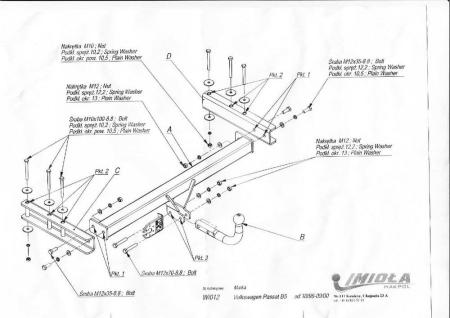 Фаркоп Imiola для Volkswagen Passat B5 седан, универсал (1996-2005) № W.012