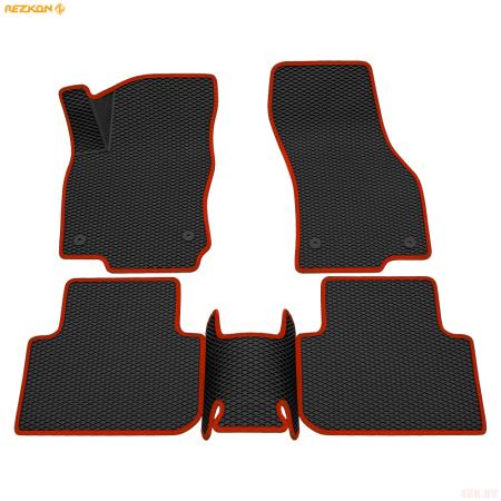 Коврики салона 3D EVA ромб резиновые для Skoda Karoq (2020-2025) с красным кантом № 9230035104