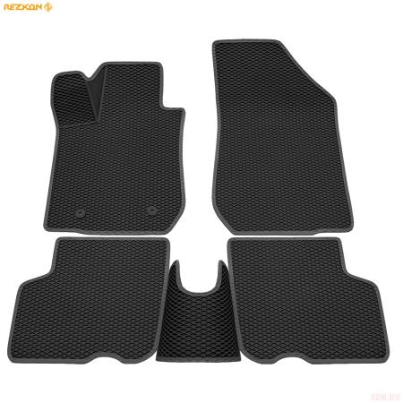 Коврики салона 3D EVA ромб резиновые для Lada (ВАЗ) Largus (2021-2025) 5-ти местный с серым кантом № 9239020202