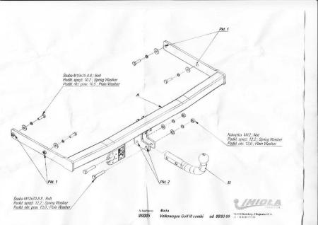 Фаркоп Imiola для Volkswagen Golf 3 универсал (1993-1999) № W.005