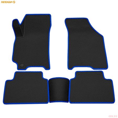 Коврики салона 3D EVA ромб резиновые для Chevrolet Lacetti (2004-2013) с синим кантом № 9212025103