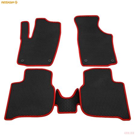 Коврики салона EVA cоты резиновые для Volkswagen Polo (2020-2025) с красным кантом № 9035020204