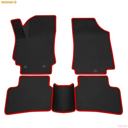 Коврики салона 3D EVA ромб резиновые для Hyundai Creta (2016-2020) с красным кантом № 9220065104