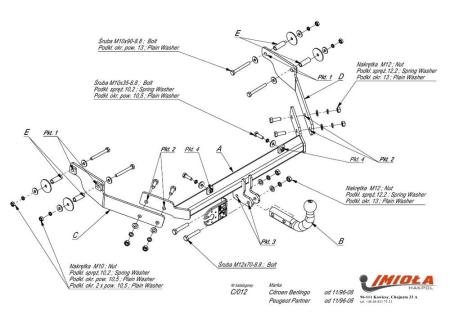 Фаркоп Imiola для Citroen Berlingo (1996-2008) № C.012