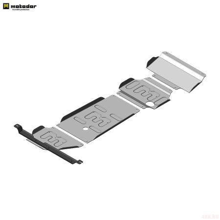 Защита переднего дифференциала, картера, КПП, радиатора и раздаточной коробки (усиленная) для Toyota Tundra (2022-2025) 4WD № 32528