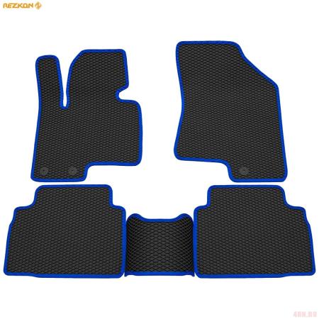 Коврики салона Rezkon EVA резиновые для Kia Sportage (2010-2016) с синим кантом № 9021040203