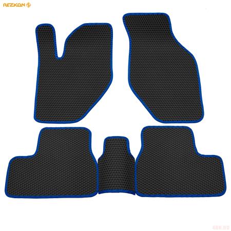 Коврики салона EVA соты резиновые для Lada (ВАЗ) Kalina (1117/1118/1119) с синим кантом № 9139030103